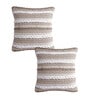 Beige Woven Cotton 18 x 18 Inches Cushion Covers (Set of 2)