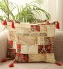 Beige Cotton Abstract 18x18 inches Cushion Covers (Set of 2)