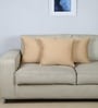 Beige Cotton and Satin Solid 16x16 inches Cushion Covers (Set of 3)