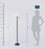White Fabric Shade Floor Lamp with Black Base
