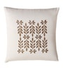 Beige Floral Cotton Blend 16 x 16 Inches Cushion Cover