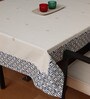 Heather (52x84) White & Blue Cotton Blend Table Cloth