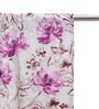 Beige Floral Cotton Blend 5 Ft Blackout Rod Pocket Window Curtain