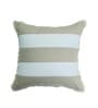 Beige Striped Cotton Blend 16 x 16 Inches Cushion Cover