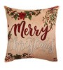 Beige Quoted Cotton Blend 16 x 16 Inches Cushion Cover