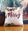 Beige Quoted Cotton Blend 16 x 16 Inches Cushion Cover