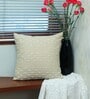 Beige Striped Cotton Blend 16 x 16 Inch Cushion Cover