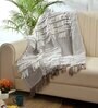 Beige Cotton Boho Woven 60x50 inches Sofa Throw (1Pc)