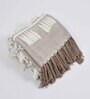 Beige Cotton Boho Woven 60x50 inches Sofa Throw (1Pc)