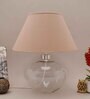 Avogadro Beige Cotton Shade Night Lamp With Metal & Glass Base