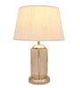 Beige Cotton Fabric Shade Duffield Clear Glass Table Lamp with Transparent Base