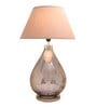 Diseno Beige Cotton Shade Night Lamp With Metal & Glass Base
