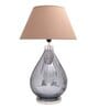 Diseno Beige Cotton Shade Night Lamp With Metal & Glass Base
