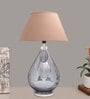 Diseno Beige Cotton Shade Night Lamp With Metal & Glass Base
