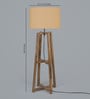 Juiz White Fabric Shade Club Floor Lamp With Mango wood Base
