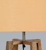 Juiz White Fabric Shade Club Floor Lamp With Mango wood Base