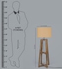 Juiz White Fabric Shade Club Floor Lamp With Mango wood Base