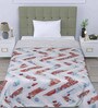 Beige Cotton Floral 150 GSM Single Bed AC Room Blanket Dohar