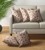 Beige Floral Cotton 16 x 16 Inches Cushion Covers (Set of 5)