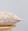Beige Cotton Floral 18x18 inches Cushion Cover