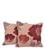 Brown Floral Cotton 18 X 18 Inches Cushion Covers (Set Of 2)