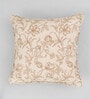 Beige Cotton Floral 24x24 inches Cushion Cover