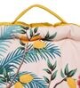 Beige Cotton Floral 24x24 inches Floor Cushions (Set of 2)