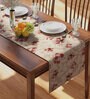 Poinciana (70x13) Beige & Red Cotton Table Runner