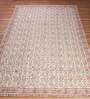 Beige Cotton Floral 4x6 Hand Woven Dhurrie