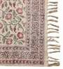 Beige Cotton Floral 4x6 Hand Woven Dhurrie