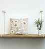 Beige Cotton Linen Bloom- Embroidery 18X18 Inches Knitted Cushion Cover
