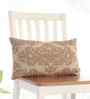 Beige Cotton Linen Damask-Embroidery 12X20 Inches Knitted Cushion Cover
