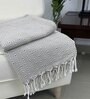 Beige Geometric Cotton 50x75 Inches Sofa Throw