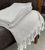 Beige Geometric Cotton 50x75 Inches Sofa Throw