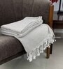 Beige Geometric Cotton 50x75 Inches Sofa Throw