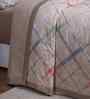 Beige Cotton Polyester Geometric Print 121 GSM Double Bed Quilt