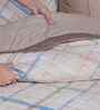 Beige Cotton Polyester Geometric Print 121 GSM Double Bed Quilt