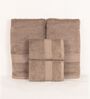 Beige Cotton Solid  500 GSM Bath & Hand Towels Pack of 4 (2 Bath 2 Hand)
