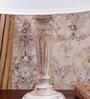 Central Beige Fabric Shade Night Lamp With Mango wood Base