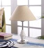Bendigo Beige Fabric Shade Night Lamp With Steel Base