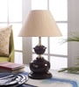 Crisanto Beige Fabric Shade Night Lamp With Metal Base