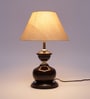 Crisanto Beige Fabric Shade Night Lamp With Metal Base