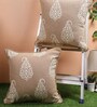 Beige Traditional Cotton 18 x 18 Inches Cushion Covers (Set of 2)