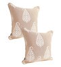 Beige Traditional Cotton 18 x 18 Inches Cushion Covers (Set of 2)