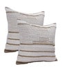 Beige Woven Cotton 18 x 18 Inches Cushion Covers (Set of 2)