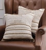 Beige Woven Cotton 18 x 18 Inches Cushion Covers (Set of 2)