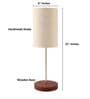 Beige Cylinder Fabric Shade Table Lamp, Brown Wooden Base Bedside & Desk Light for Bedroom, Living Room & Home Decor