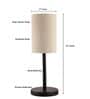 Beige Cylinder Fabric Shade Table Lamp, Minimalist Bedside Lamp with Metal Base for Bedroom, Living Room & Study