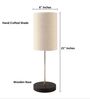 Beige Cylinder Fabric Shade with Modern Silver & Black Table Lamp for Bedroom & Living Room