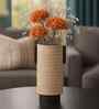 Beige Decorative Smooth Matte Finish Ceramic Cylindrical Shaped Vase